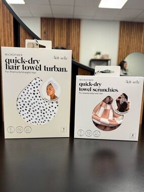 Kitsch quick dry towel scrunchies & quick dry hair towel turban